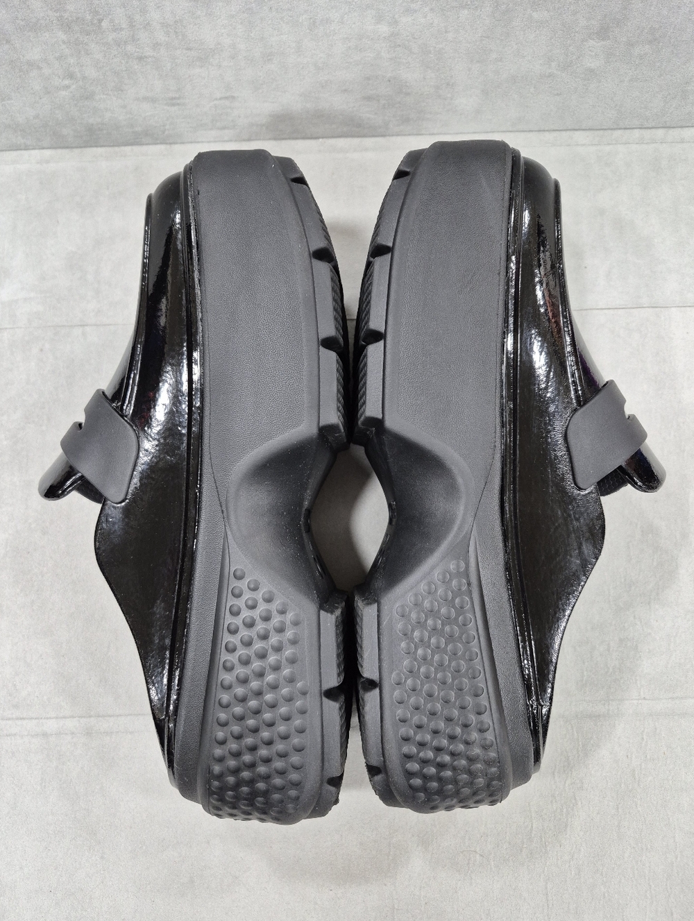 Crocs Stomp platform penny loafer mules women's 9 black super shiny chunky Y2K - Picture 8 of 14